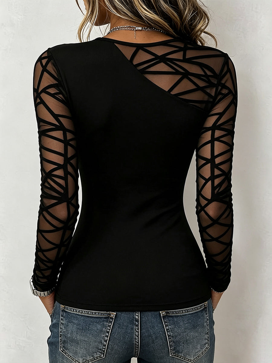 Hazel | Geometric Mesh Accent Top