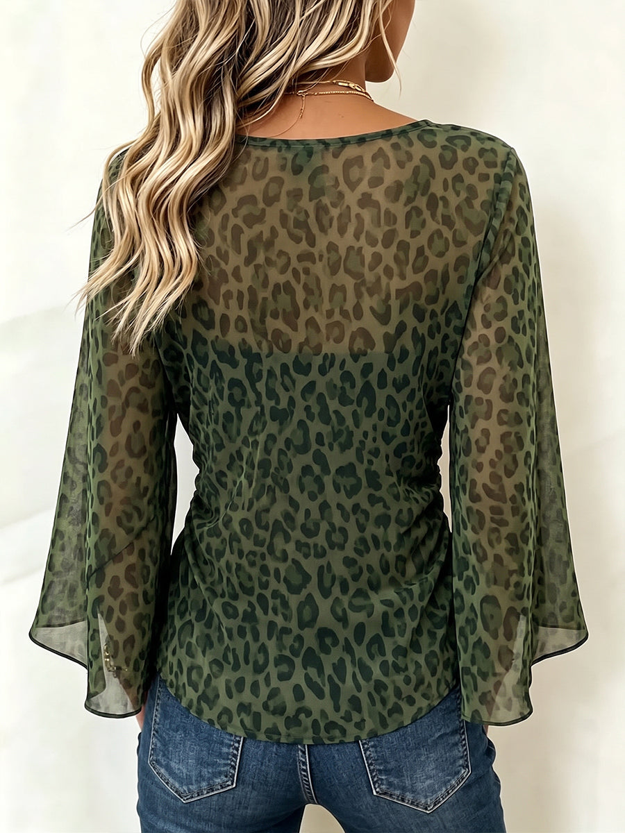 Sadie | Leopard Print Ring V-Neck Top