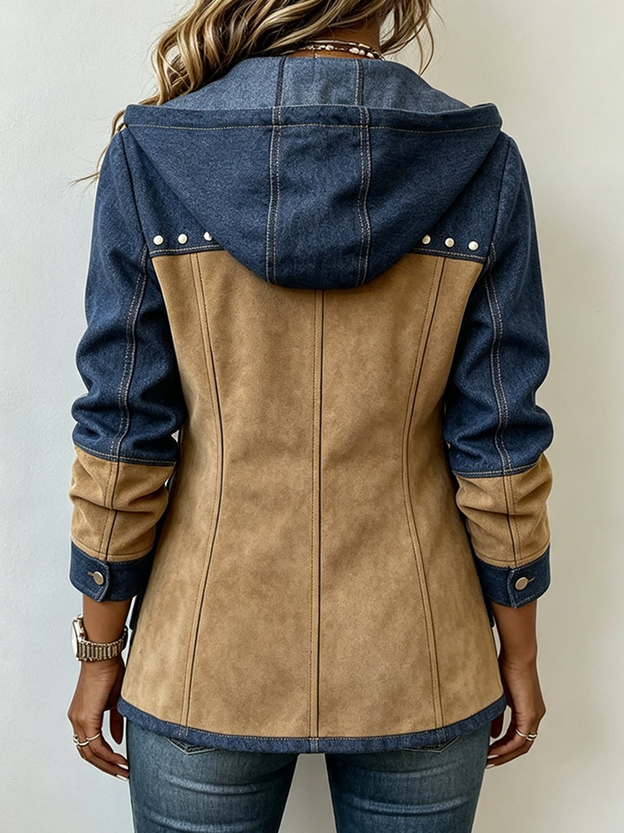 Audrey | Two-Tone Patchwork Hooded Jacket