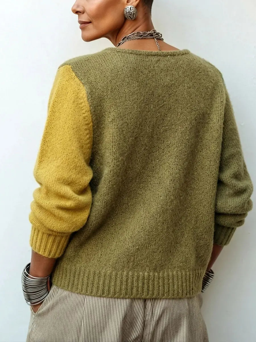 Georgia | Asymmetric Color-Block Knit Sweater