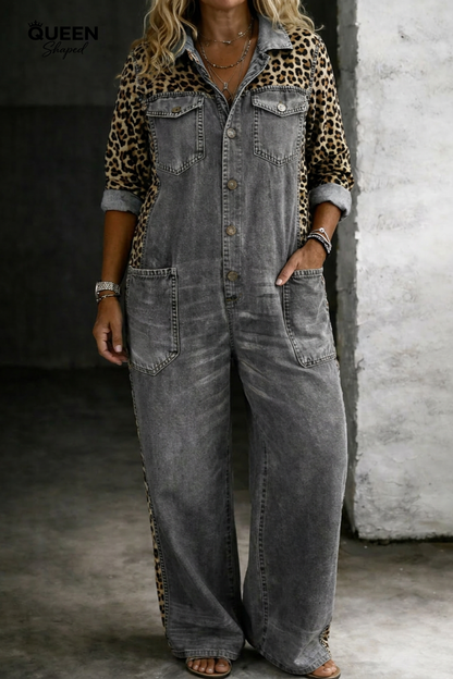 Amanda | One Piece Denim Shirt Jumpsuit