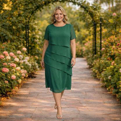 Elena | Layered Chiffon Midi Dress