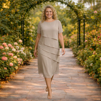 Elena | Layered Chiffon Midi Dress