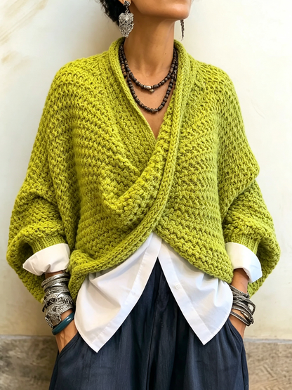 Greta | Batwing Sleeve Wrap V-Neck Sweater