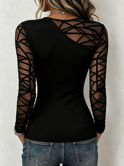 Hazel | Geometric Mesh Accent Top
