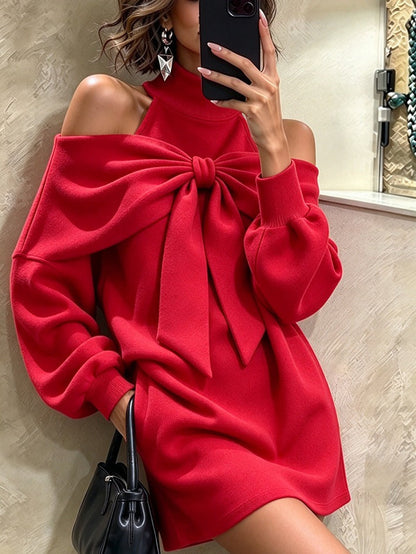 Margot | Oversized Mock Neck Sweatshirt with Bow