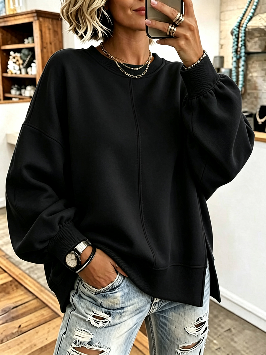 Willow | Oversized Side-Slit Sweatshirt