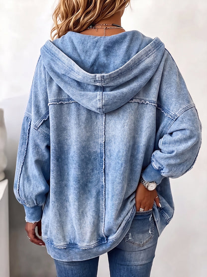 Lydia | Vintage-Washed Hooded Sweatshirt Jacket