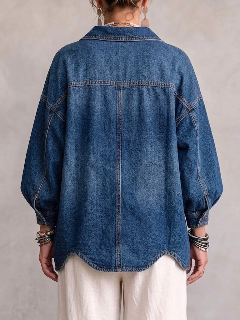 Poppy | Oversized Denim Jacket with Gold Buttons