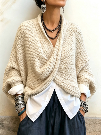 Greta | Batwing Sleeve Wrap V-Neck Sweater
