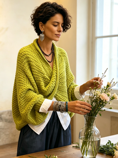 Greta | Batwing Sleeve Wrap V-Neck Sweater