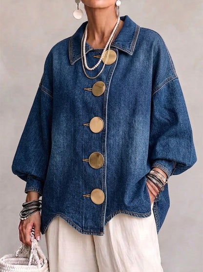 Poppy | Oversized Denim Jacket with Gold Buttons