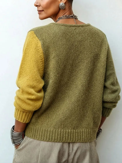 Georgia | Asymmetric Color-Block Knit Sweater