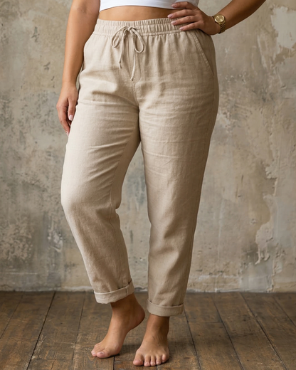 Maylora | Drawstring Relaxed Linen Trousers