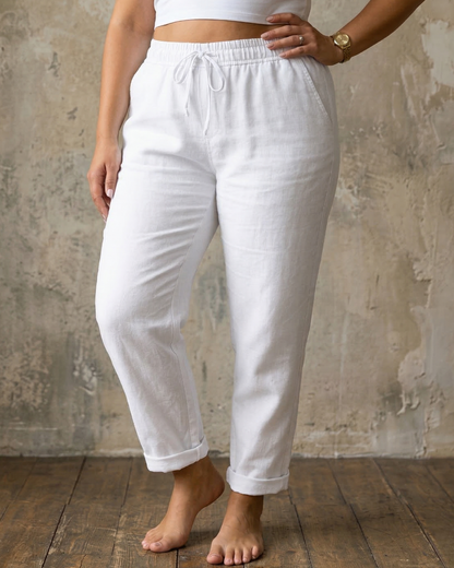 Maylora | Drawstring Relaxed Linen Trousers