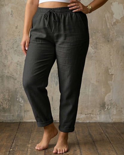 Maylora | Drawstring Relaxed Linen Trousers
